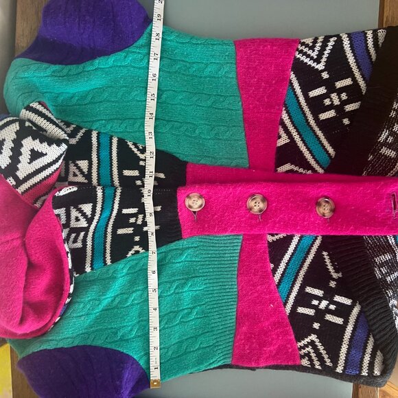 Preloved Cardigan; Reclaimed wool patchwork boho eco - Medium/Large - Picture 10 of 12
